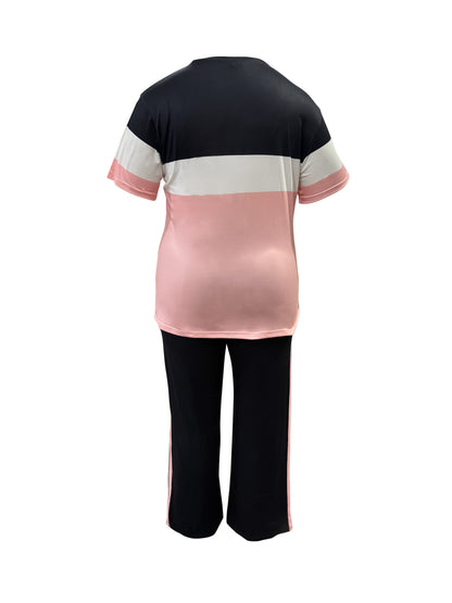 Women's Pants - Striped Design – Pink / Blue detail view