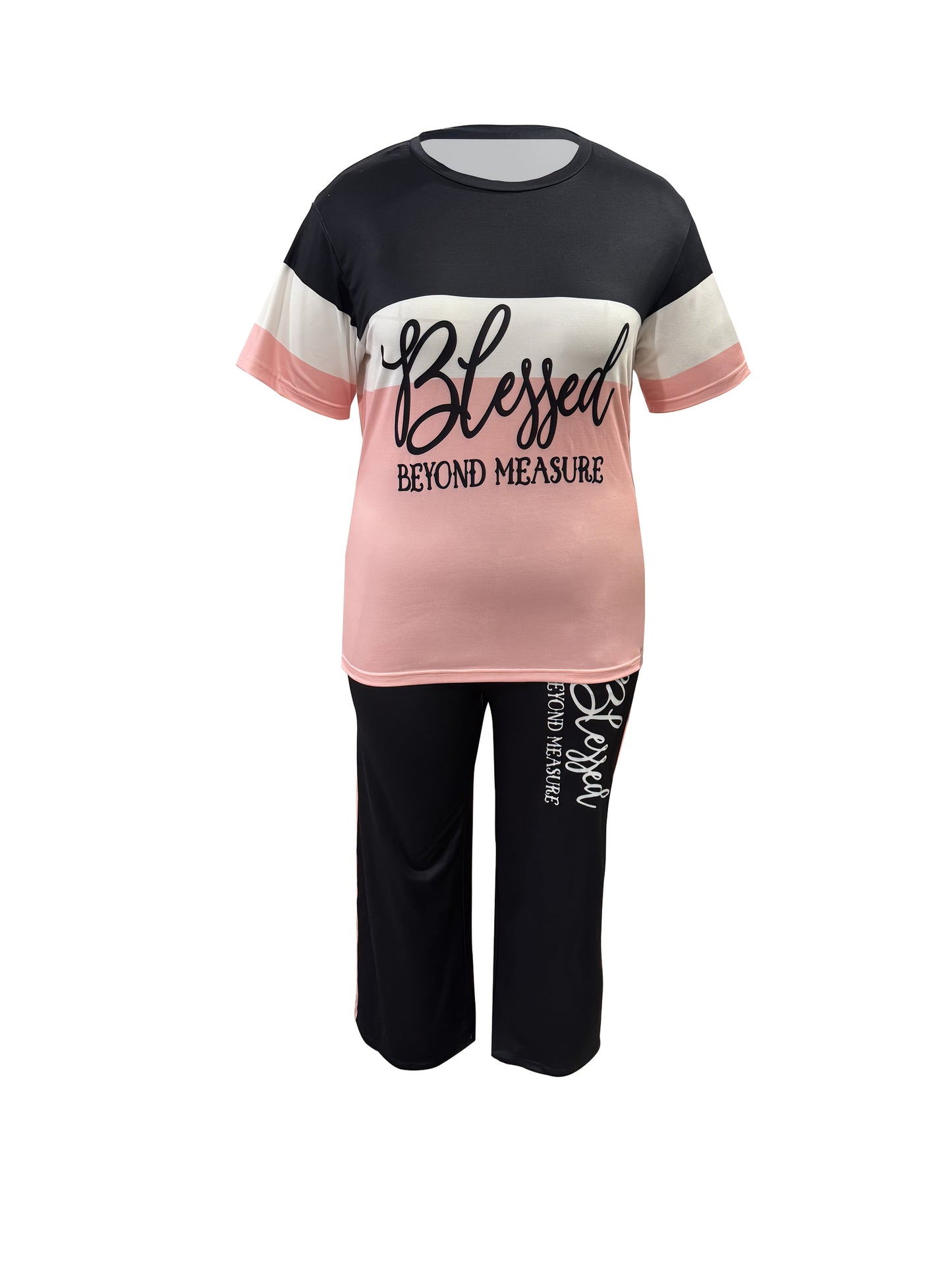Women's Pants - Striped Design – Pink / Blue detail view