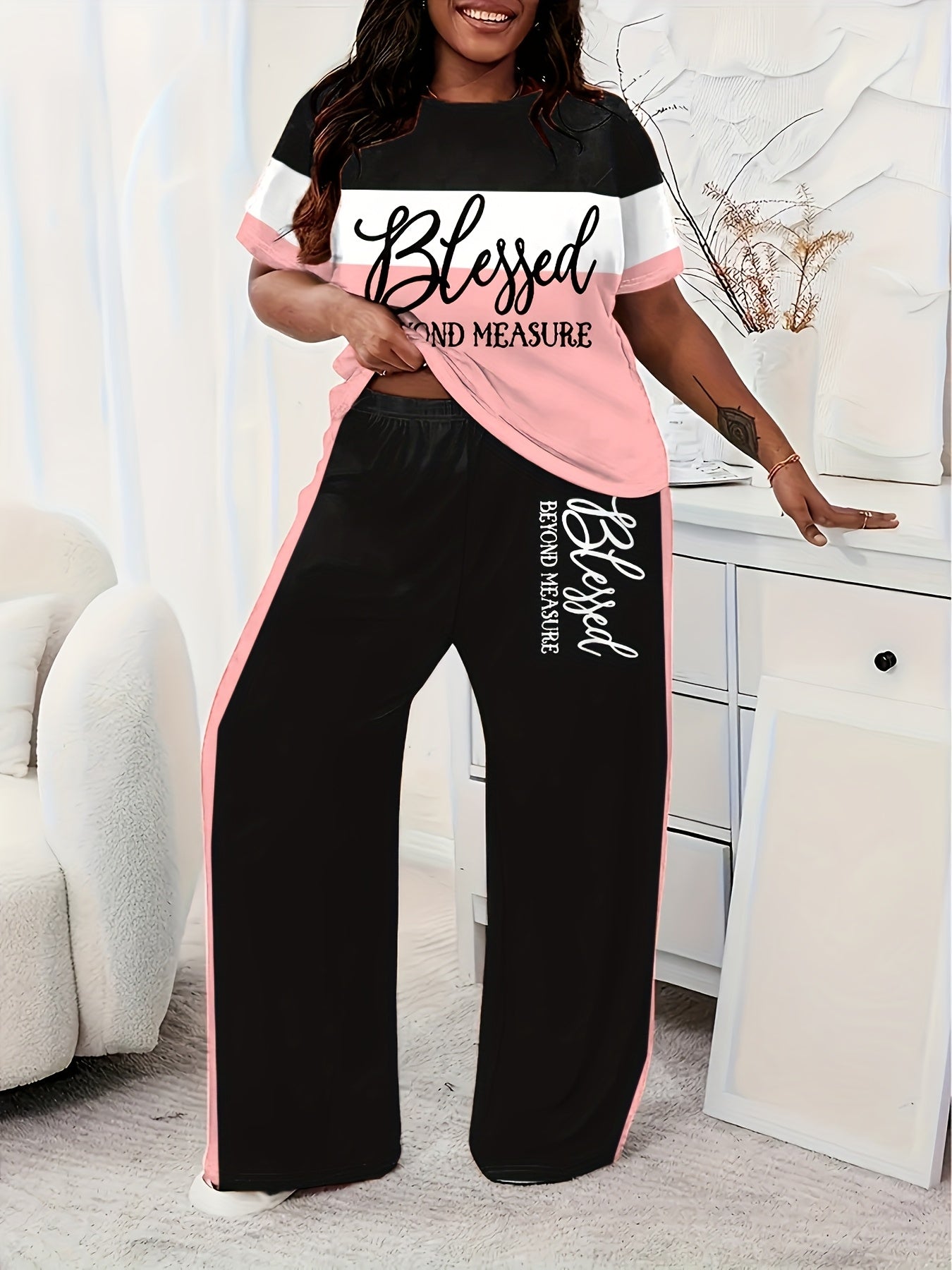 Women's Pants - Striped Design – Pink / Blue – Pink option – main product image