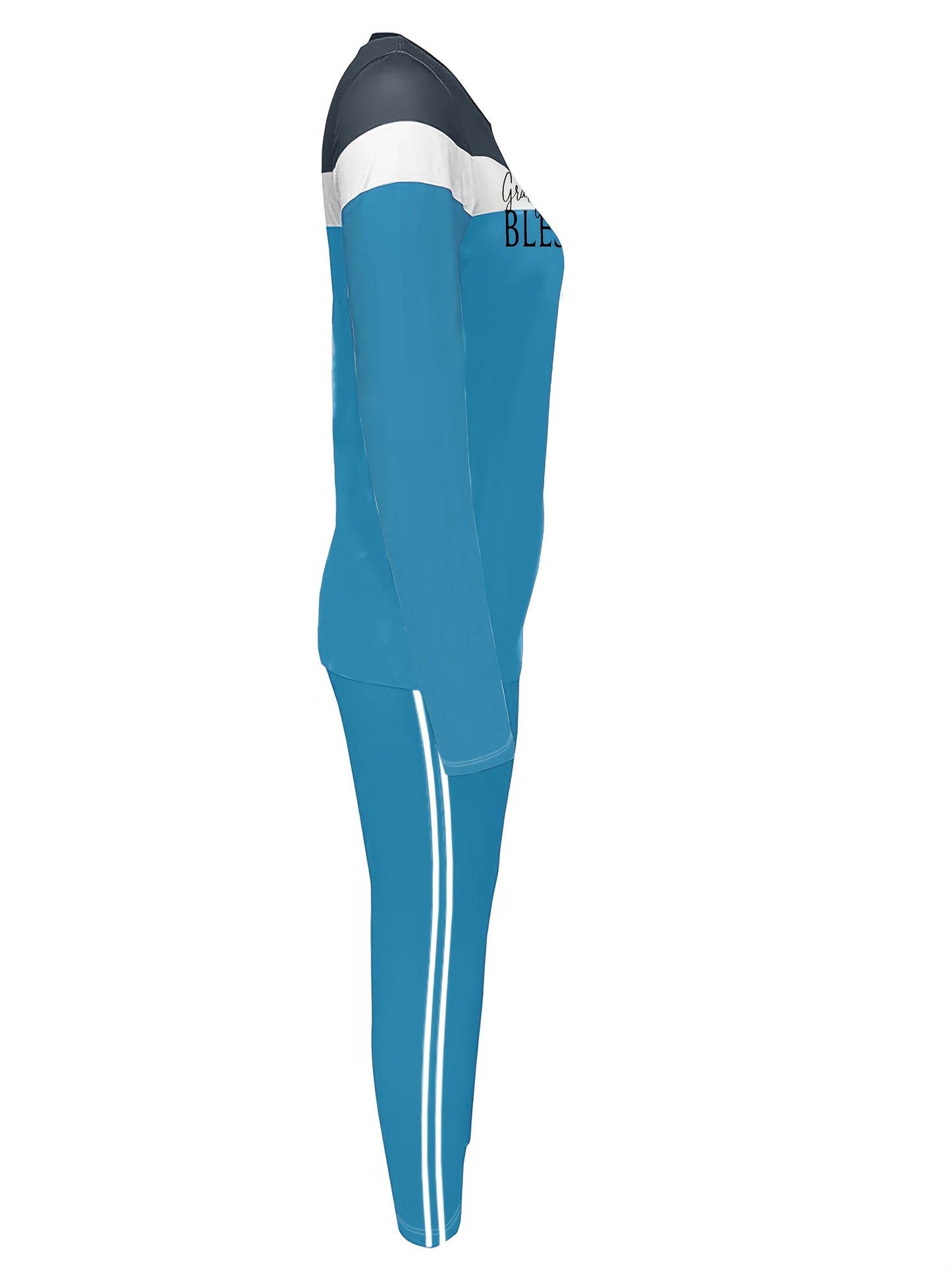 Women's Pants - Striped Design – Rose Red / Sky Blue detail view
