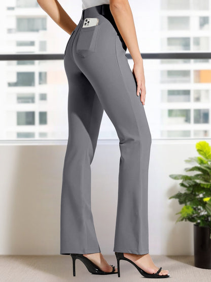 Women's Pants – Women's Khaki Brown Knit High-Waist Dress detail view