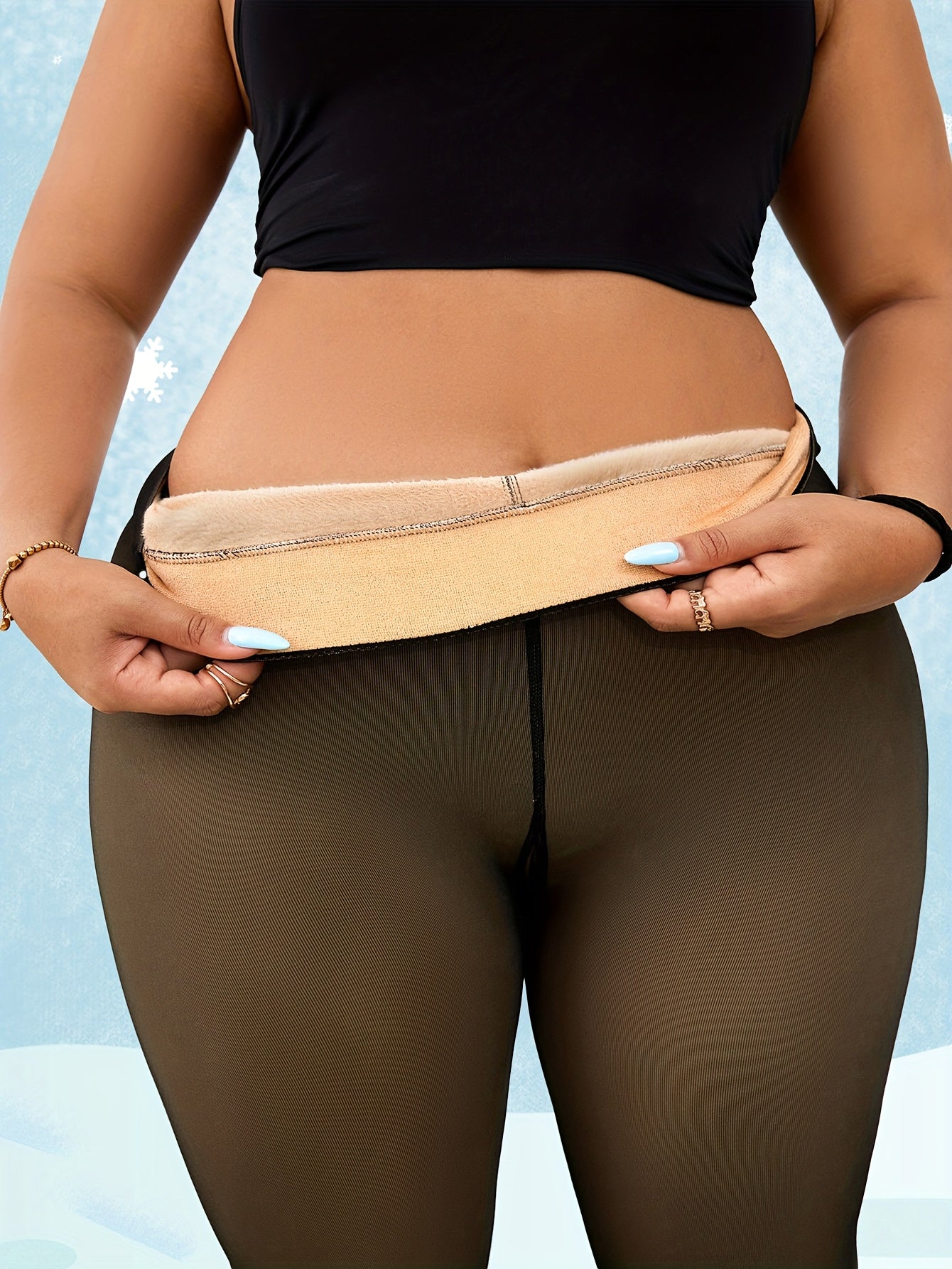 Women's Pantyhose – Women's Black Polyester High-Waist Leggings detail view