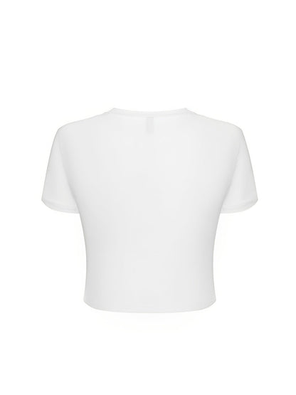 Women's Patriotic Crop T-Shirt - Round Neck Short Sleeve detail view