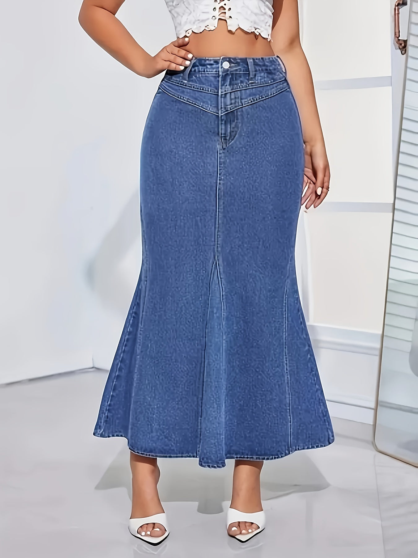 Women's Pencil Skirt - High-Waist – Blue option – main product image