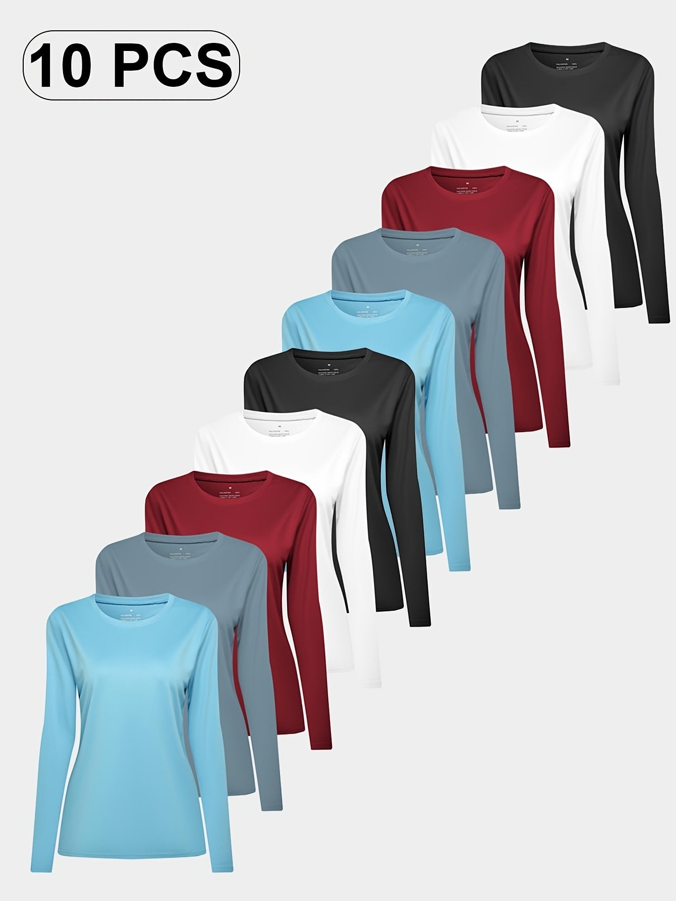 Women's Performance T-Shirt - 10-Pack Round Neck Long Sleeve – main product image