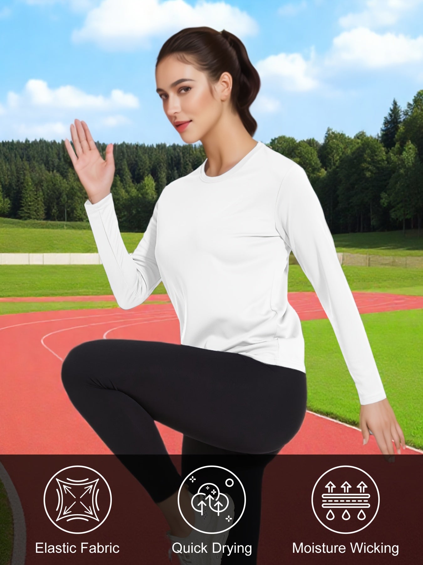 Women's Performance T-Shirt - 5-Pack Round Neck Long Sleeve – Colorway 71525 detail view