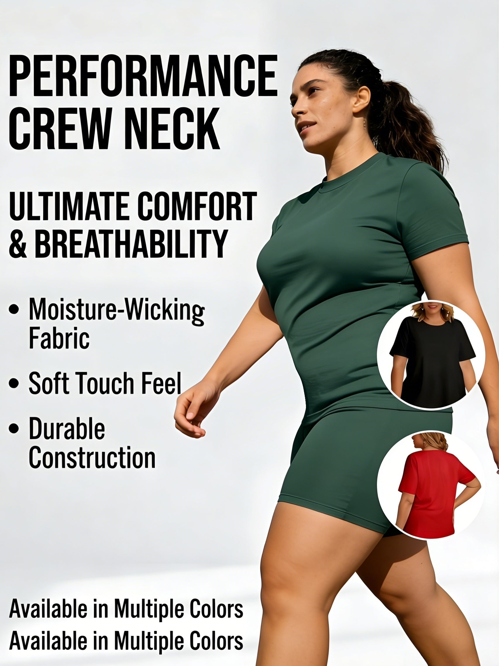 Women's Performance T-Shirt - 6-Pack Crew Neck Short Sleeve – Relaxed fit detail view