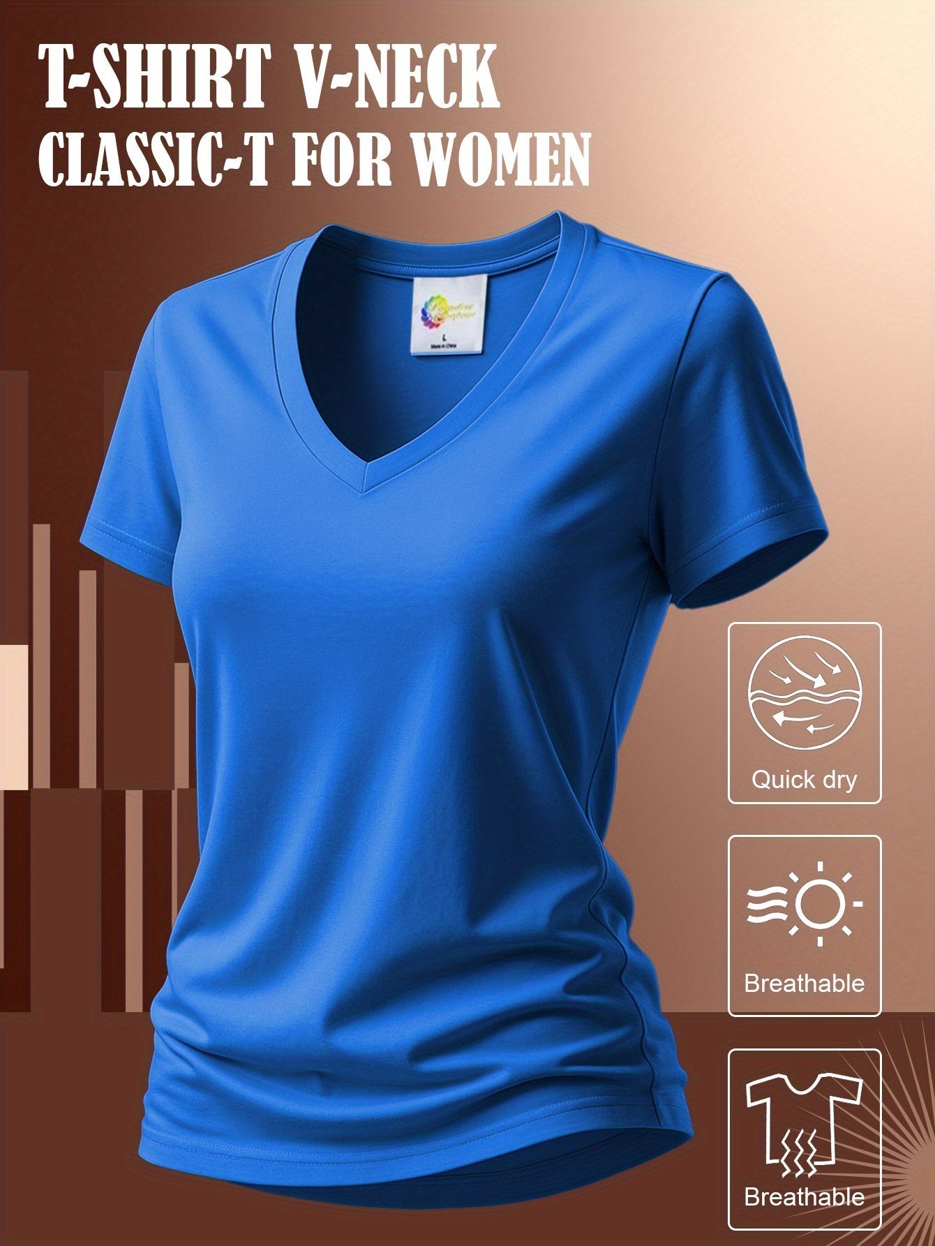 Women's Performance T-Shirt - V-Neck Short Sleeve detail view