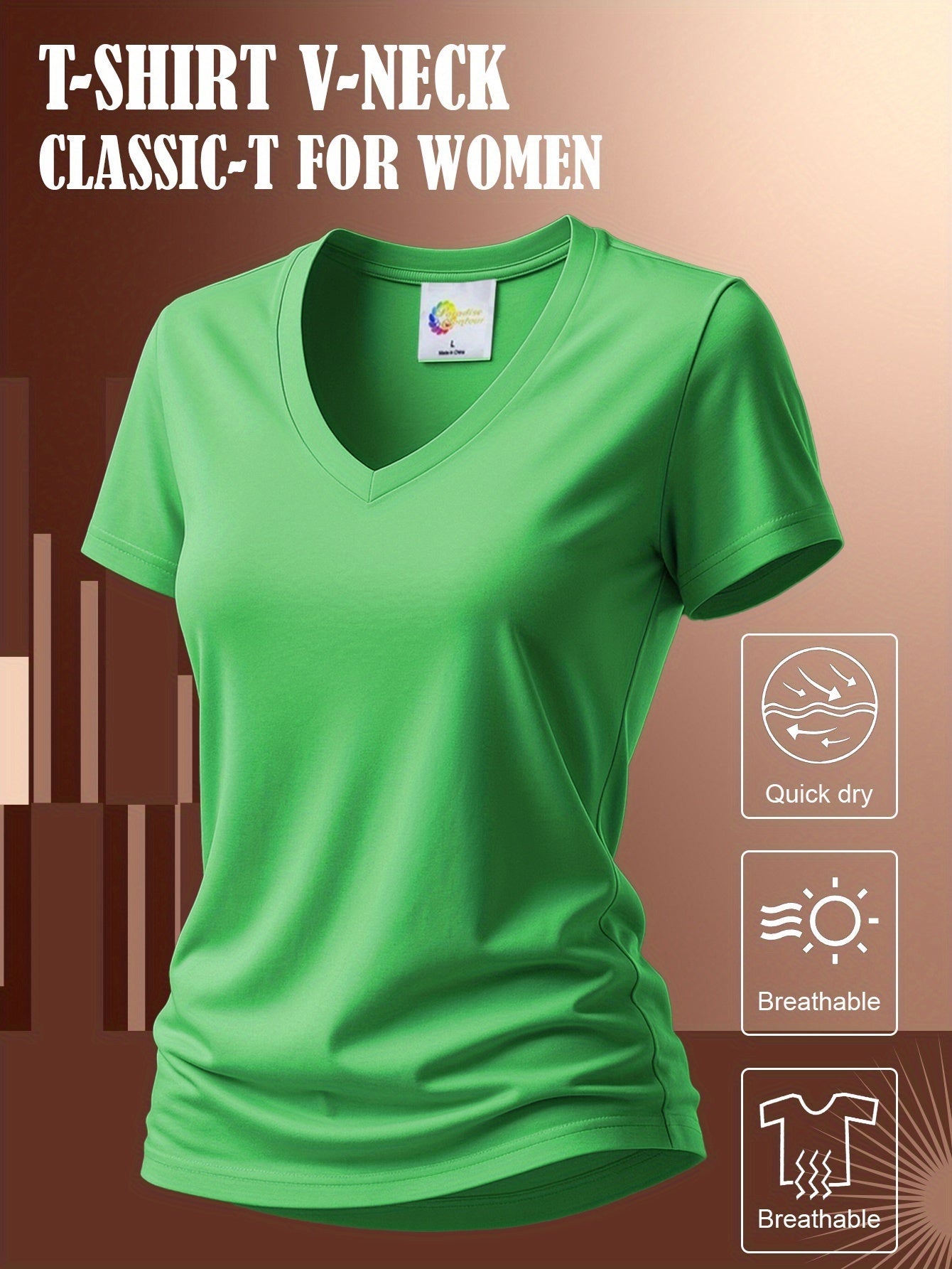 Women's Performance T-Shirt - V-Neck Short Sleeve detail view