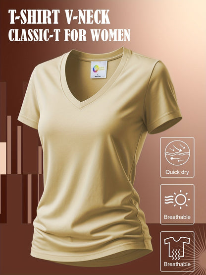 Women's Performance T-Shirt - V-Neck Short Sleeve – Blue option – view 4