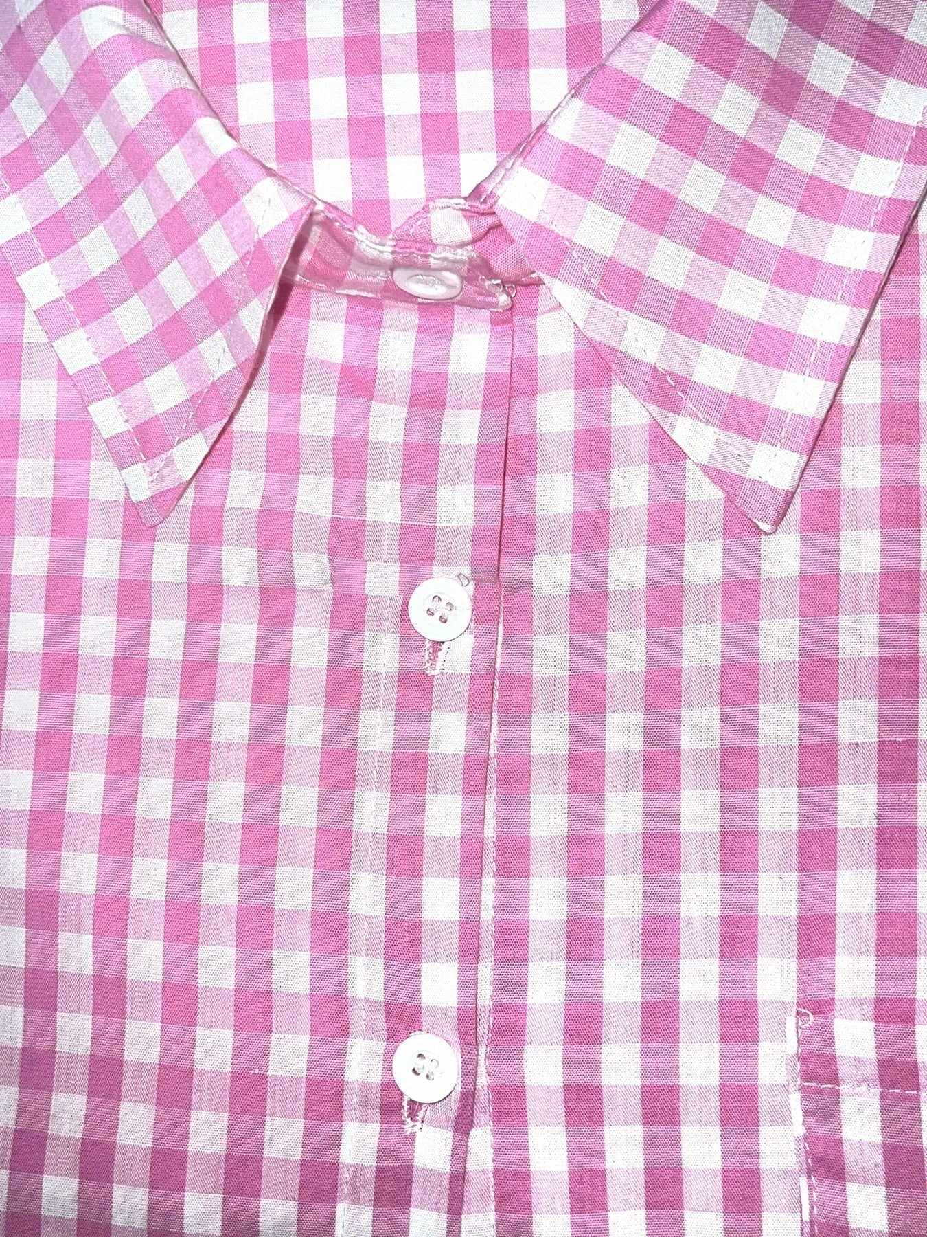 Women's Plaid Blouse - Collared Long Sleeve – Pink – view 7