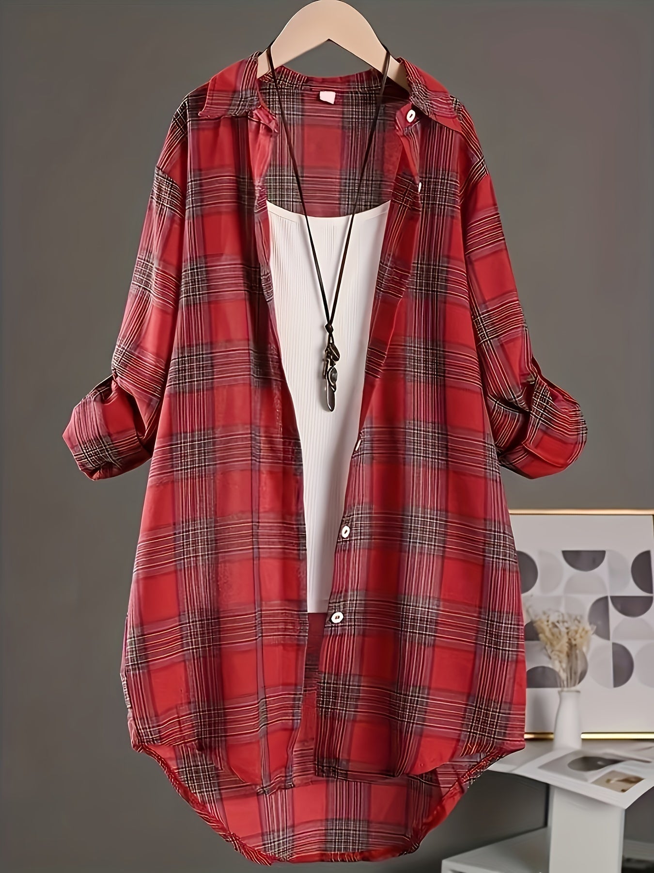 Women's Plaid Shirt - Short Sleeve – Sizes S–XXL detail view