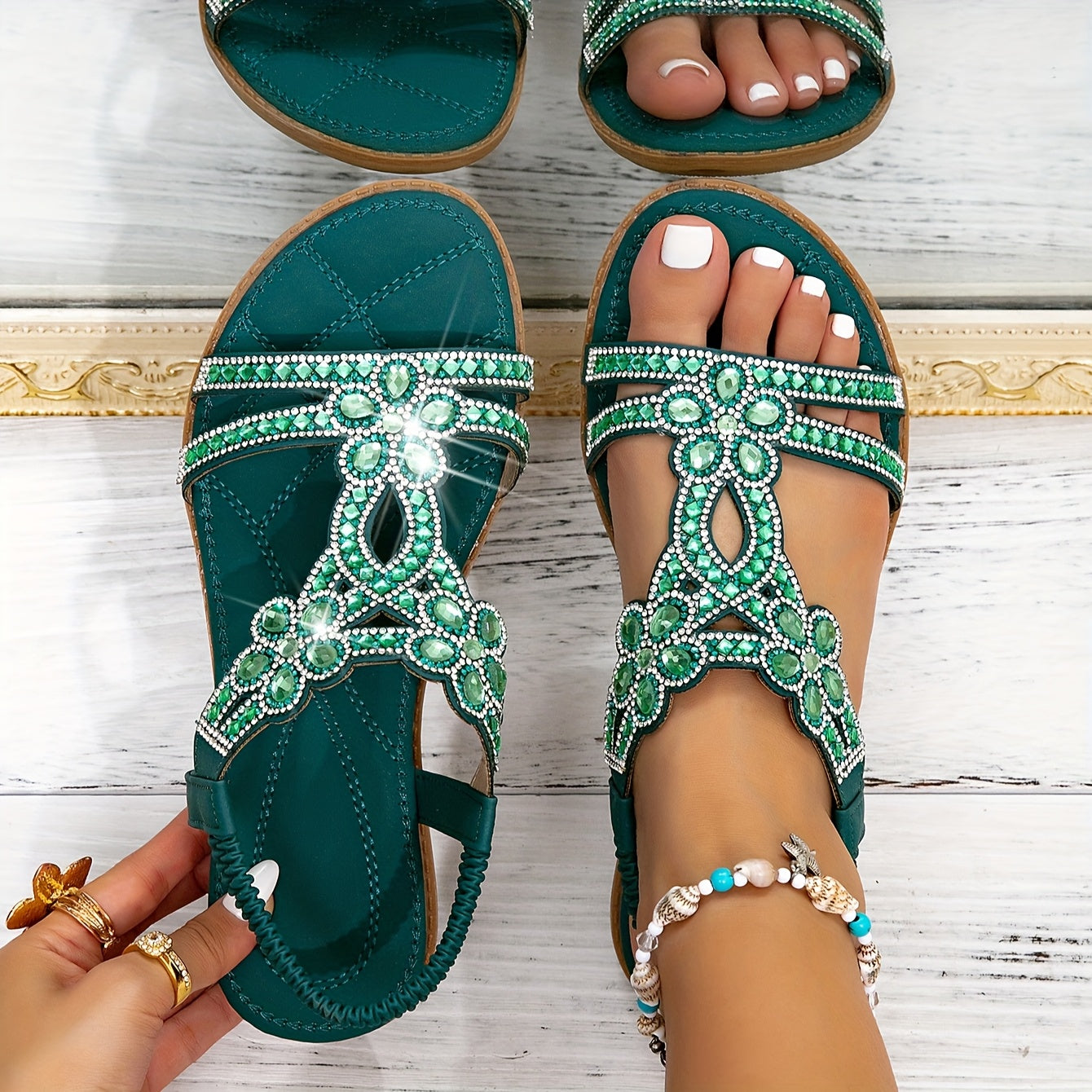 Women's Platform Sandals – Breathable Mesh Slip-On for Beach & Water – Green option – view 3