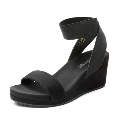Women's Platform Sandals - Cushioned Comfort & Platform Sole – Black option – main product image