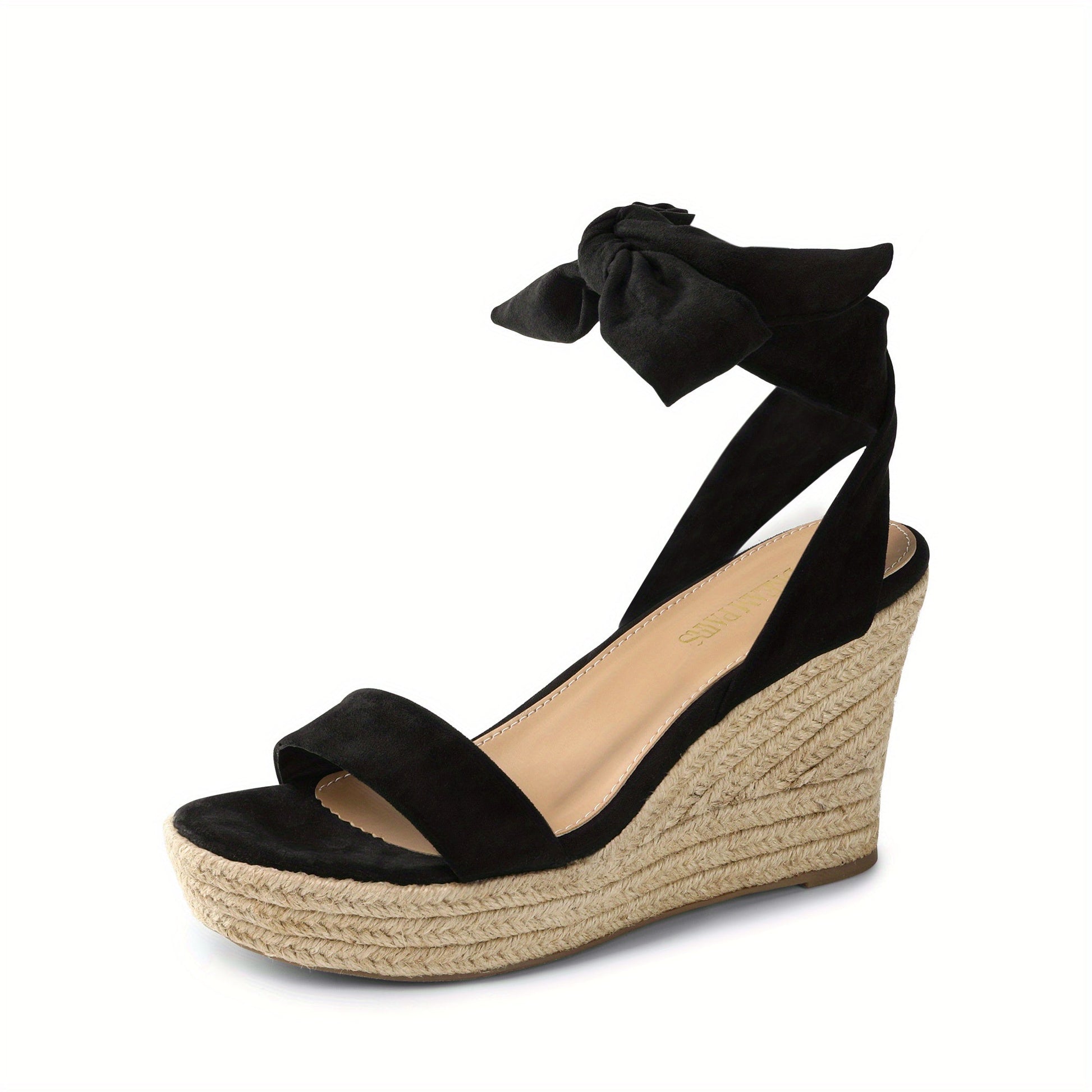 Women's Platform Sandals - Lace-Up Platform Sole for Outdoor & – Black Floral – Black option – view 2