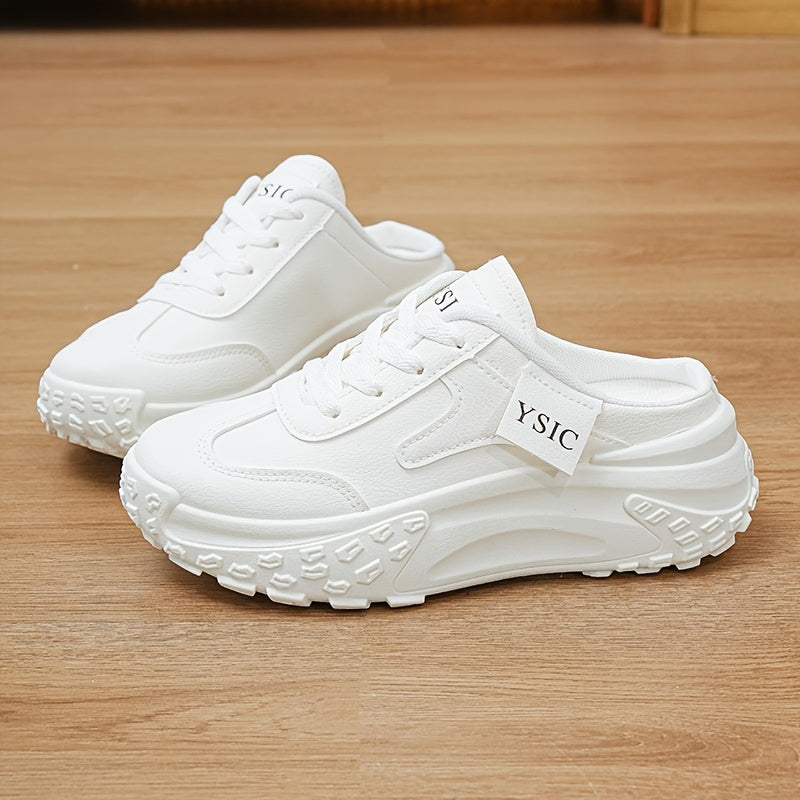 Women's Platform Sandals – Lace-Up Platform Sole for Outdoor & – Khaki / White – view 6