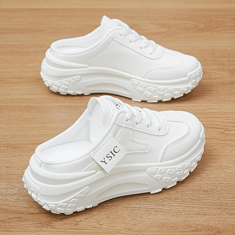 Women's Platform Sandals – Lace-Up Platform Sole for Outdoor & – Khaki / White – view 7