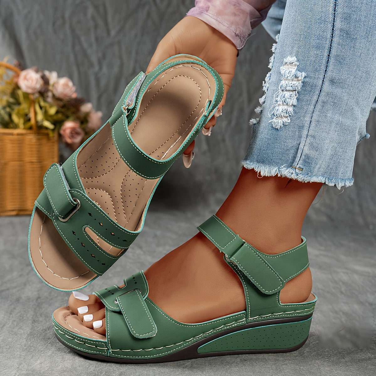 Women's Platform Sandals – Lightweight Platform for Everyday Wear – Beige option – main product image