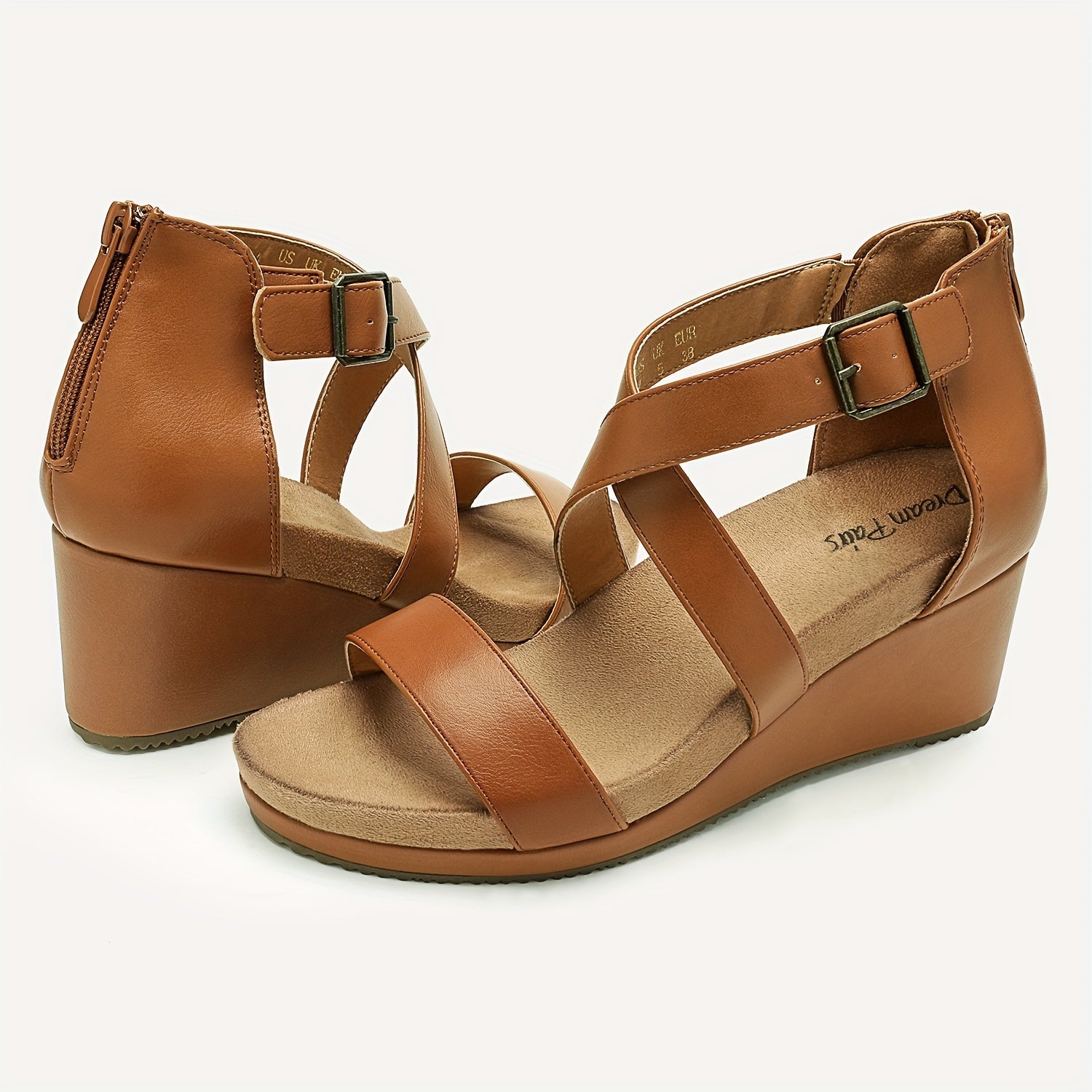 Women's Platform Sandals – Platform Sole for Everyday Wear – Camel – view 5