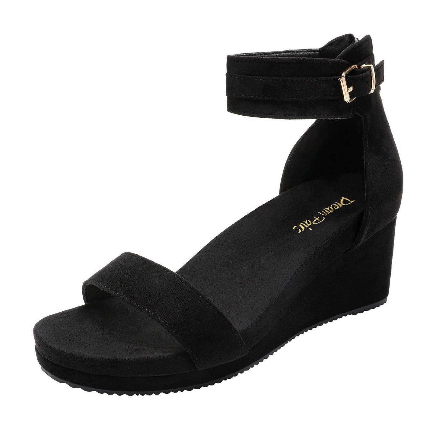 Women's Platform Sandals - Plush Lined & Cushioned Comfort – Black option – main product image