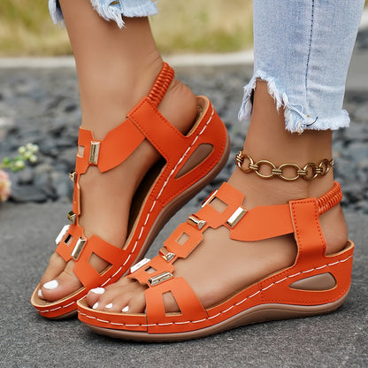 Women's Platform Sandals - Slip-On for Beach & Water – Tangerine – main product image