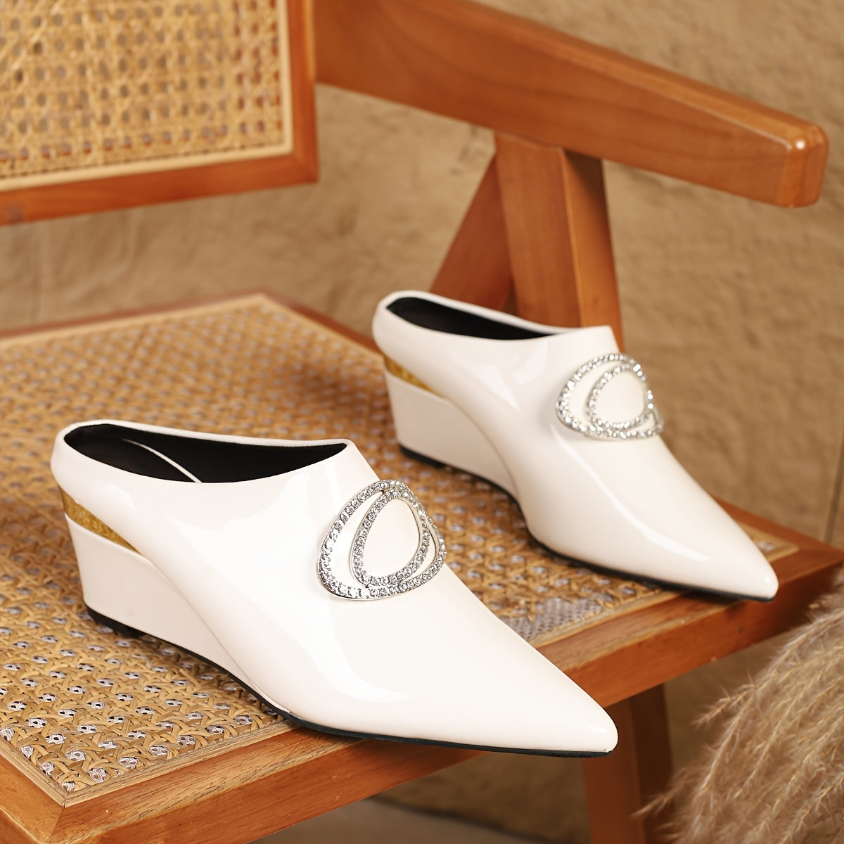 Women's Platform Sandals – Slip-On for Everyday Wear – White – view 2