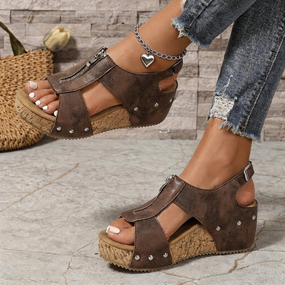 Women's Platform Sandals – Slip-On for Summer & Beach – Black / Grey – view 7