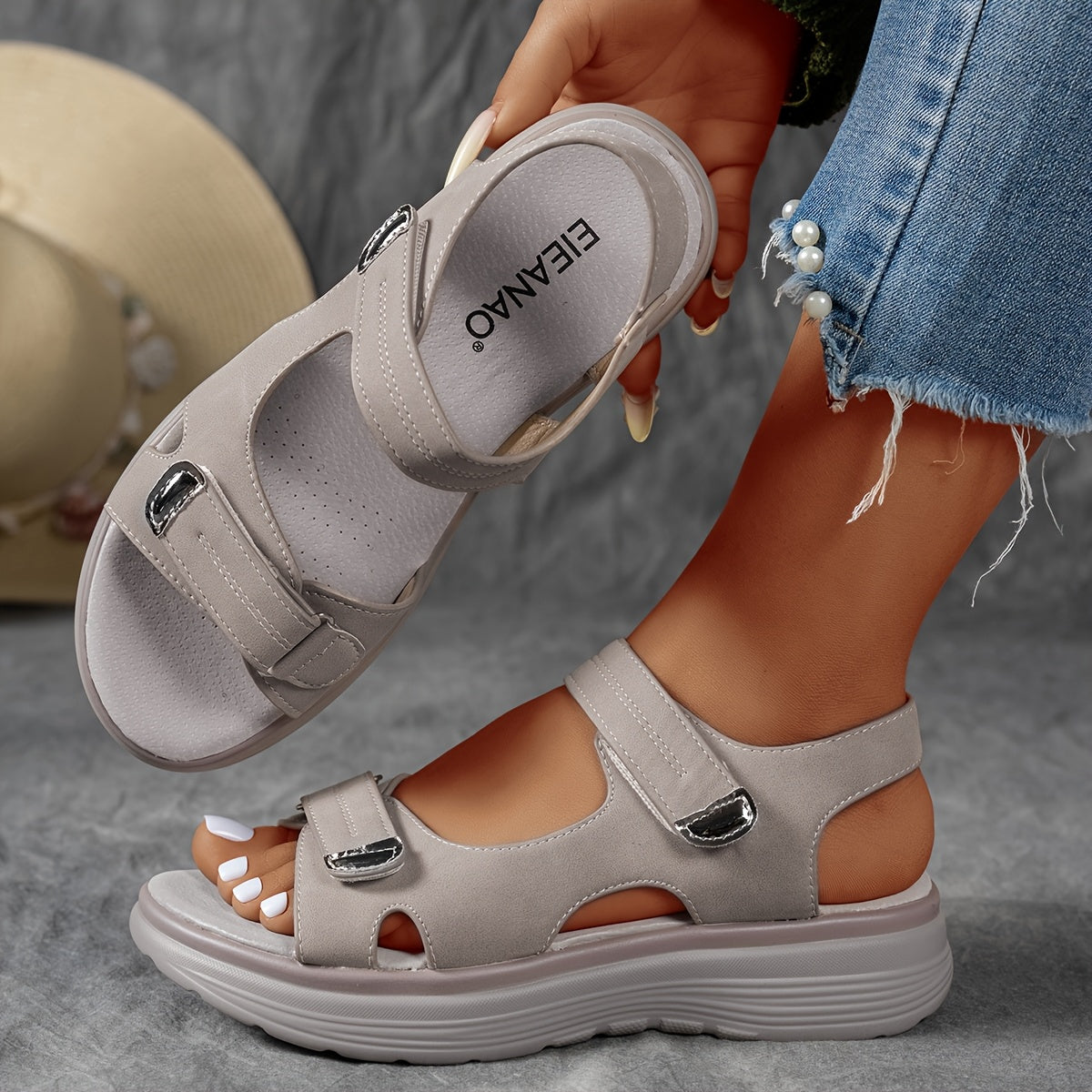 Women's Platform Sandals – Wide Fit Cushioned for Everyday Wear – Black option – view 5