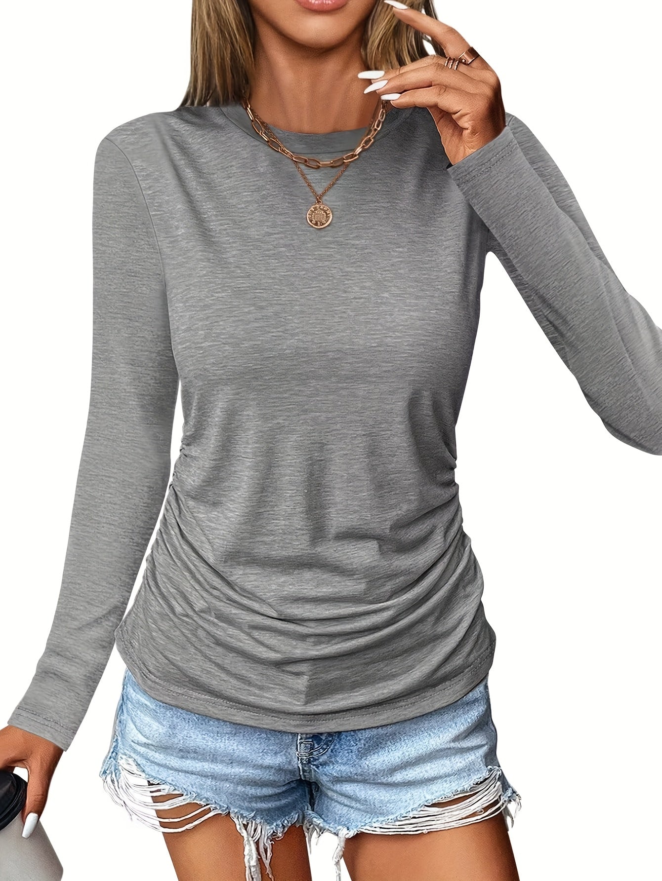 Women's Pleated Three-Piece Outfit Set - Long Sleeve detail view