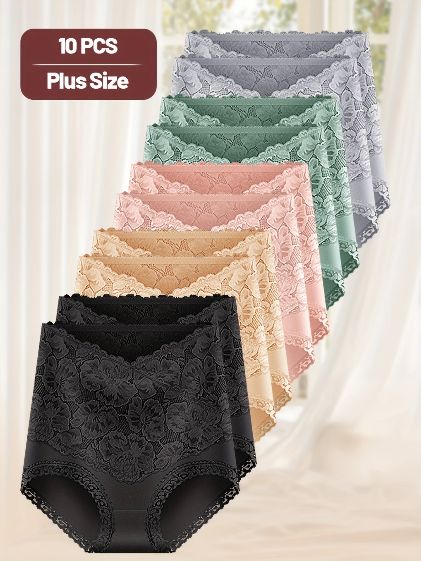 Women’s Plus Size 10-Pack High-Waist Shapewear Briefs - Tummy Control – Mixed colors High-Waist – view 5