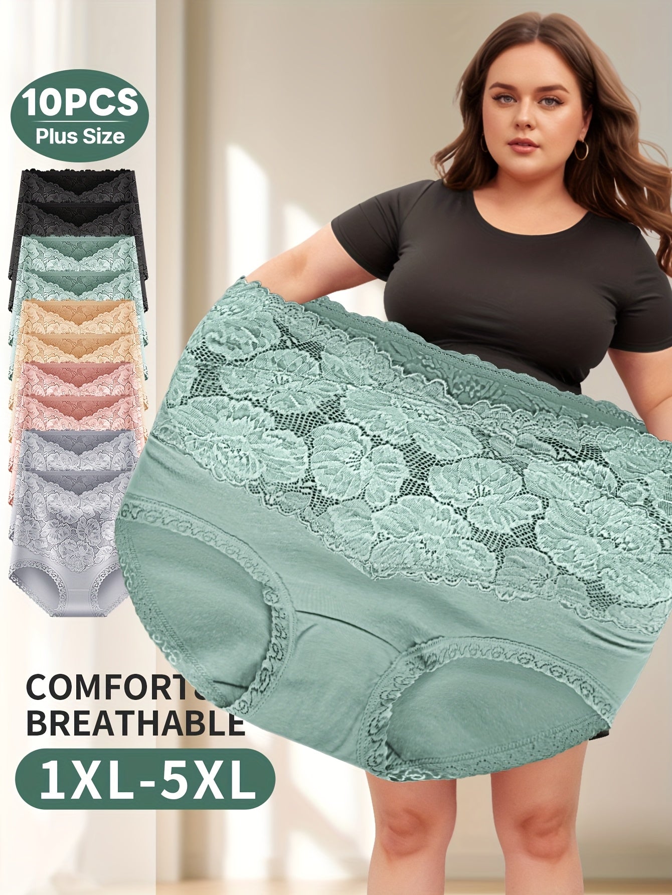 Women’s Plus Size 10-Pack High-Waist Shapewear Briefs - Tummy Control – Mixed colors High-Waist – view 6