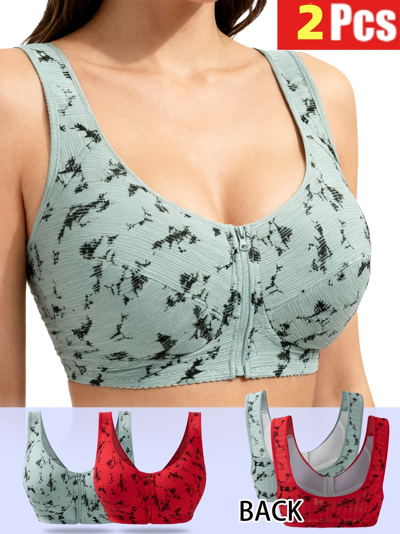 Women’s Plus Size 2-Pack Front Closure Wireless Seamless Bra - Easy Front Fastening detail view