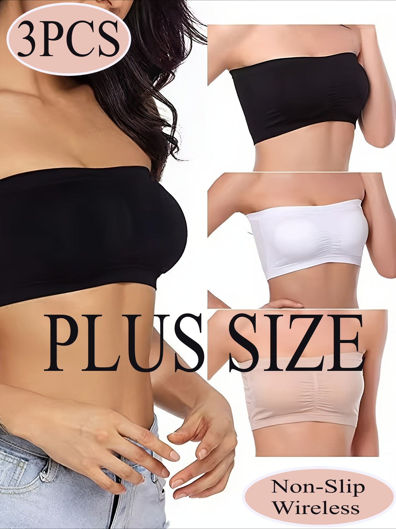 Women’s Plus Size 3-Pack Bra - Breathable Daily Comfort detail view