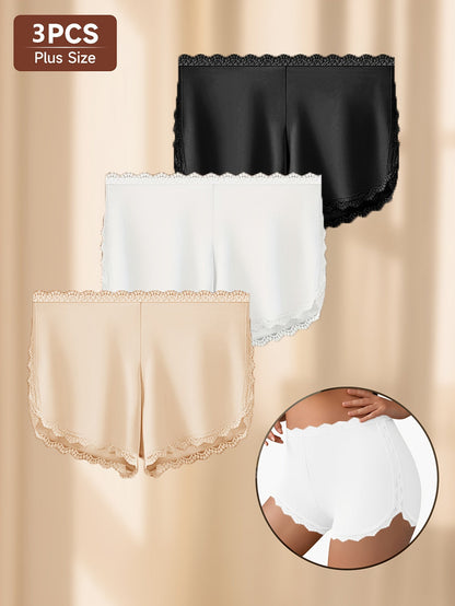 Women’s Plus Size 3-Pack High-Waist Briefs - Lace Detail Comfort detail view