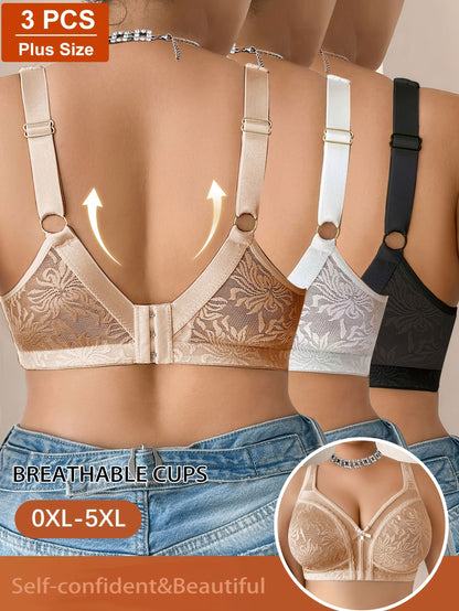 Women’s Plus Size 3-Pack Wireless Bra - Lace Detail Comfort detail view