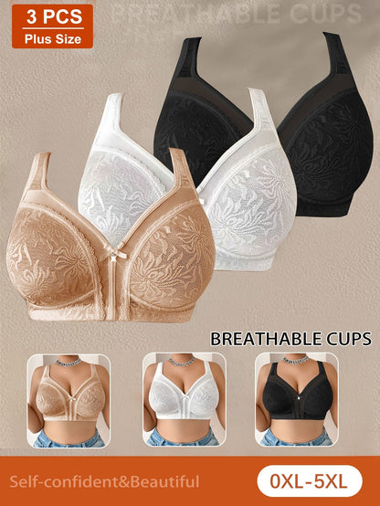 Women’s Plus Size 3-Pack Wireless Bra - Lace Detail Comfort detail view
