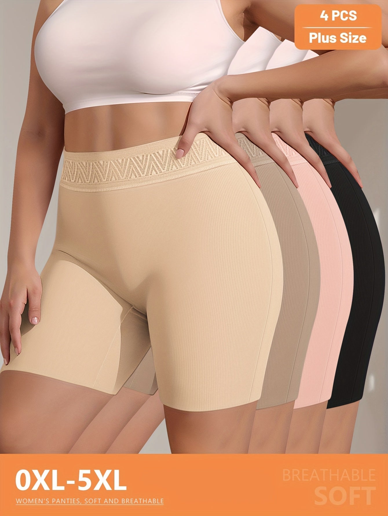 Women’s Plus Size 4-Pack High-Waist Boyshorts - Breathable Daily Comfort – main product image