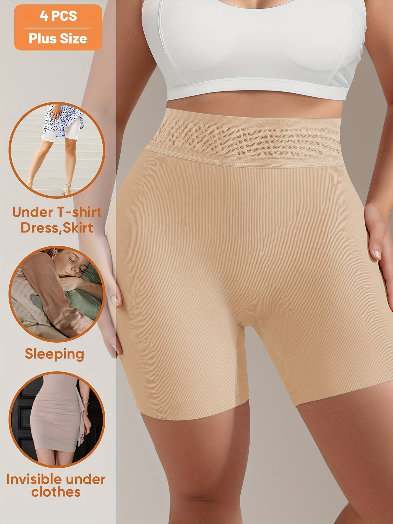Women’s Plus Size 4-Pack High-Waist Boyshorts - Breathable Daily Comfort detail view