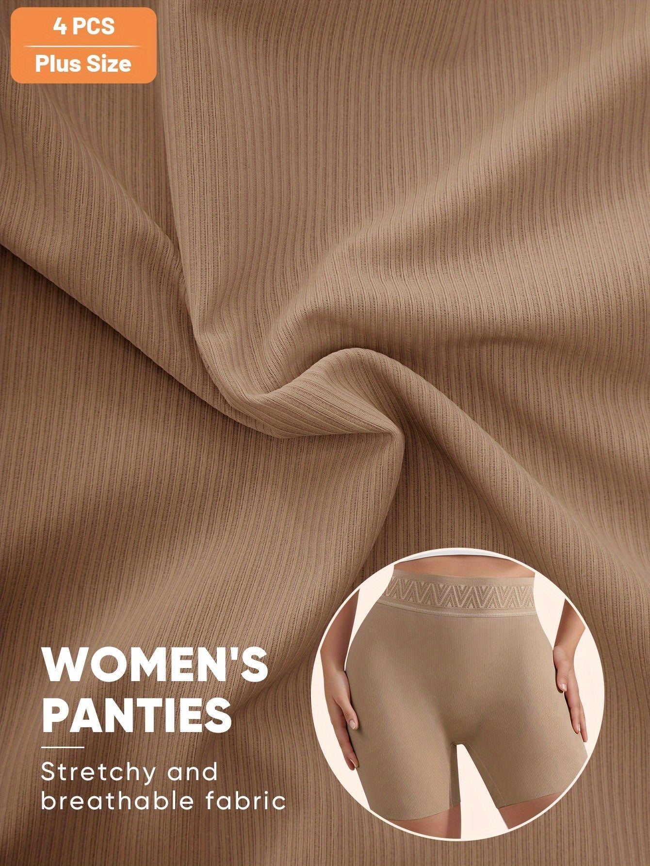 Women’s Plus Size 4-Pack High-Waist Boyshorts - Breathable Daily Comfort detail view
