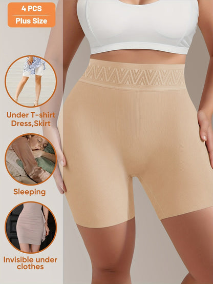 Women’s Plus Size 4-Pack High-Waist Boyshorts - Breathable Daily Comfort detail view