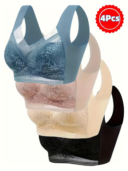 Women’s Plus Size 4-Pack Seamless Bra - Lace Detail Comfort detail view