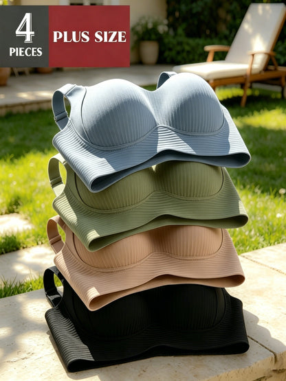 Women’s Plus Size 4-Pack Seamless Bra - Smooth No-Show Fit – 4-Pack No-Show – main product image