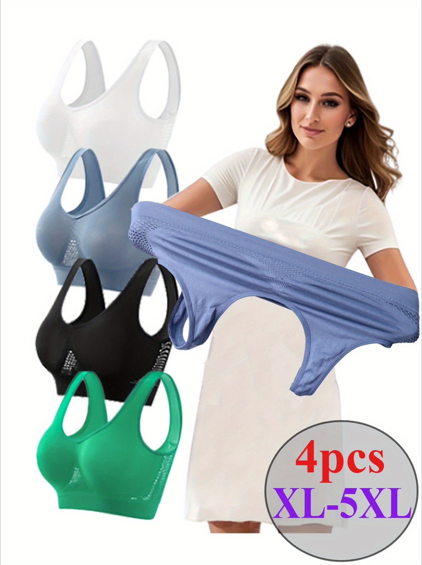 Women’s Plus Size 4-Pack Seamless Bra - Smooth No-Show Fit – 4pcs – view 6