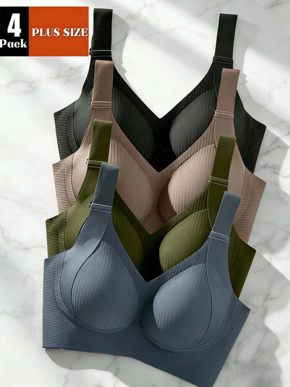 Women’s Plus Size 4-Pack Seamless Bra - Smooth No-Show Fit – Colorway 97253 – view 5