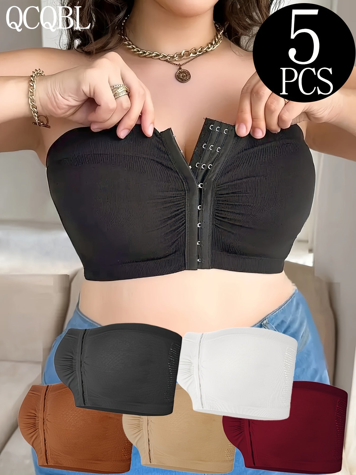 Women’s Plus Size 5-Pack Front Closure Bra - Easy Front Fastening – view 2