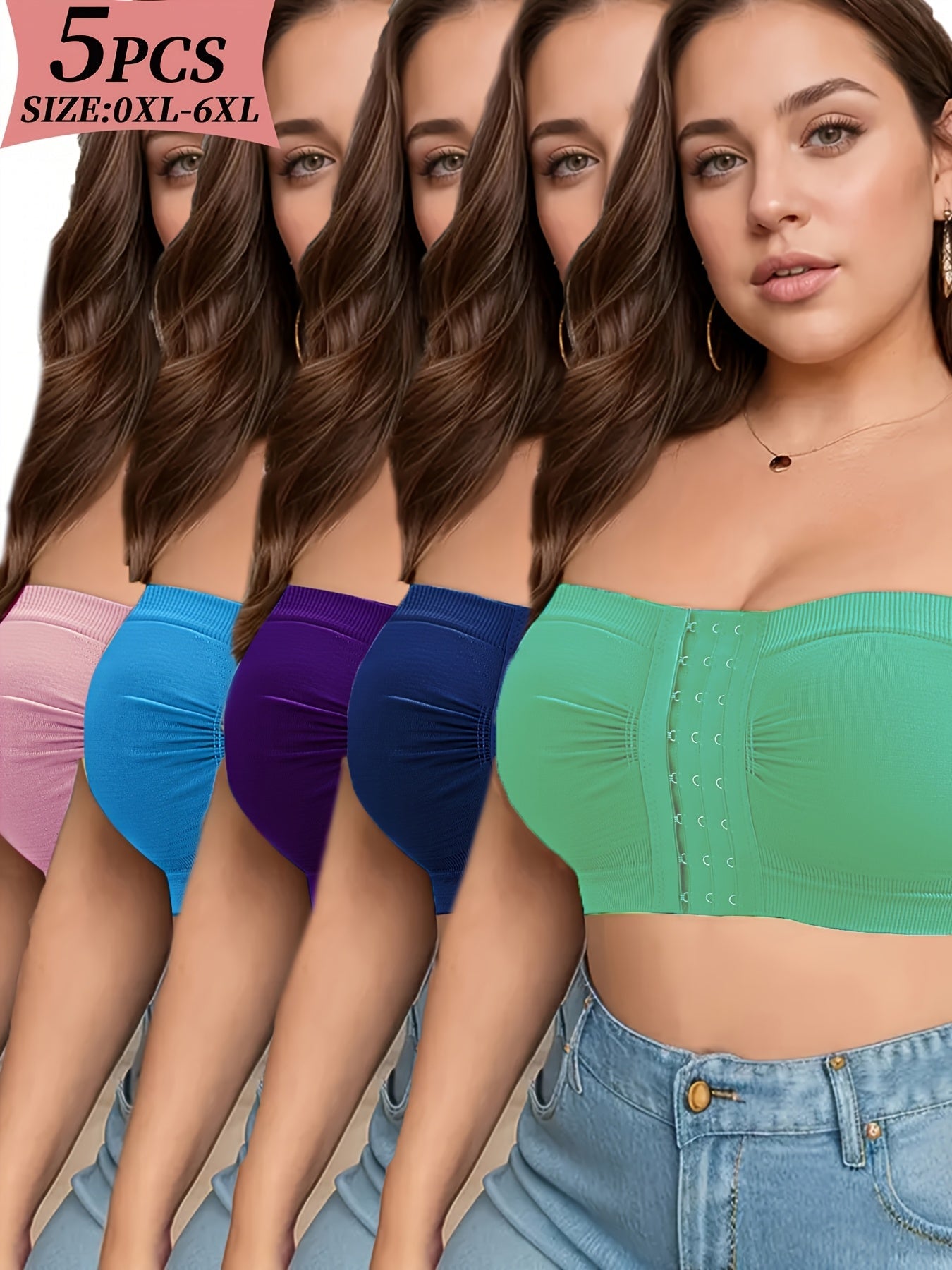Women’s Plus Size 5-Pack Front Closure Bra - Easy Front Fastening detail view