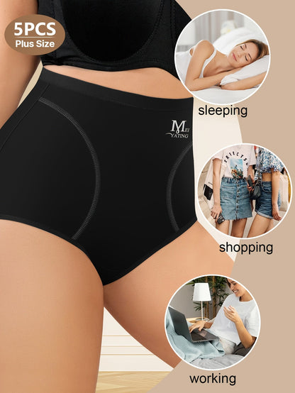 Women’s Plus Size 5-Pack High-Waist Shapewear Briefs - Tummy Control Support – Colorway 02949 detail view