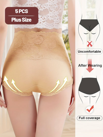 Women’s Plus Size 5-Pack High-Waist Shapewear Briefs - Tummy Control Support – Colorway 40325 detail view