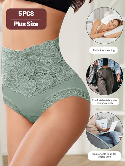 Women’s Plus Size 5-Pack High-Waist Shapewear Briefs - Tummy Control Support – Colorway 40325 detail view