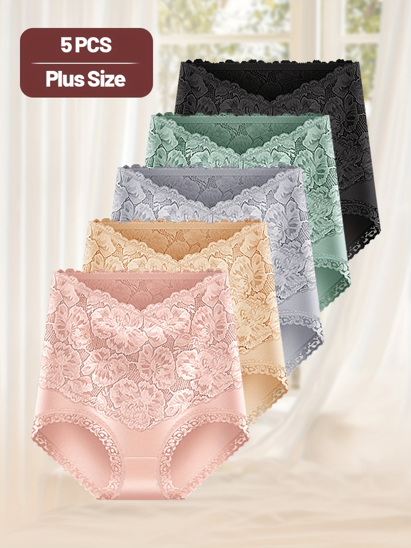 Women’s Plus Size 5-Pack High-Waist Shapewear Briefs - Tummy Control Support – Colorway 40325 detail view